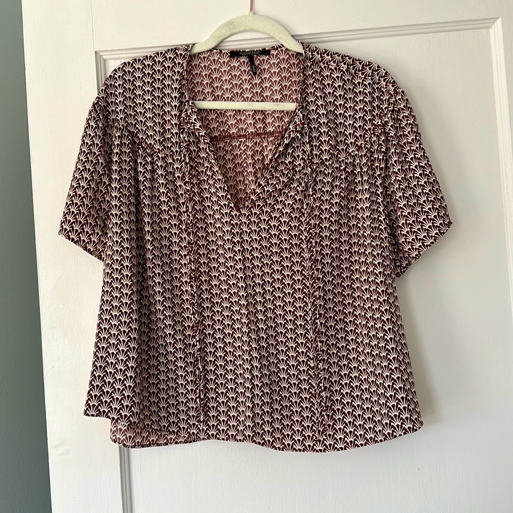 Scotch & Soda flowy shirt. Brown-red with white
